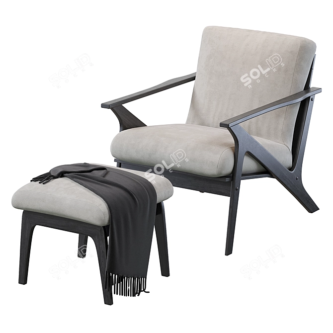 Vintage Retro Lounge Chair & Ottoman 3D model image 3