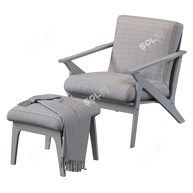 Vintage Retro Lounge Chair & Ottoman 3D model image 5