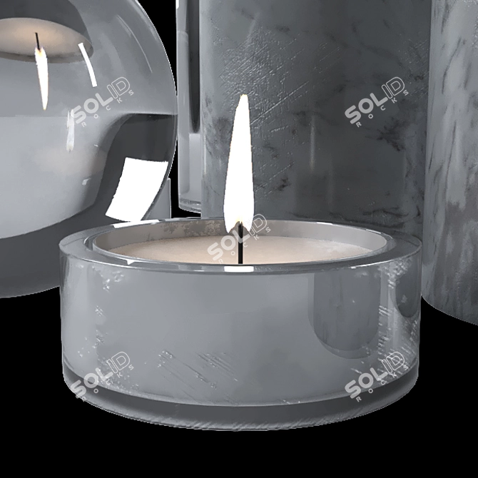 Elegant Marble Candleholder Set 3D model image 3