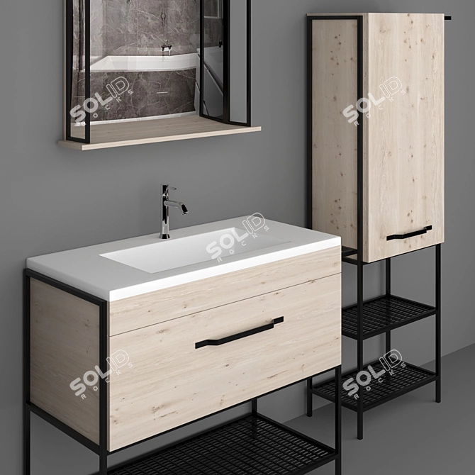 Sanflor Brooklyn Bathroom Furniture 3D model image 2