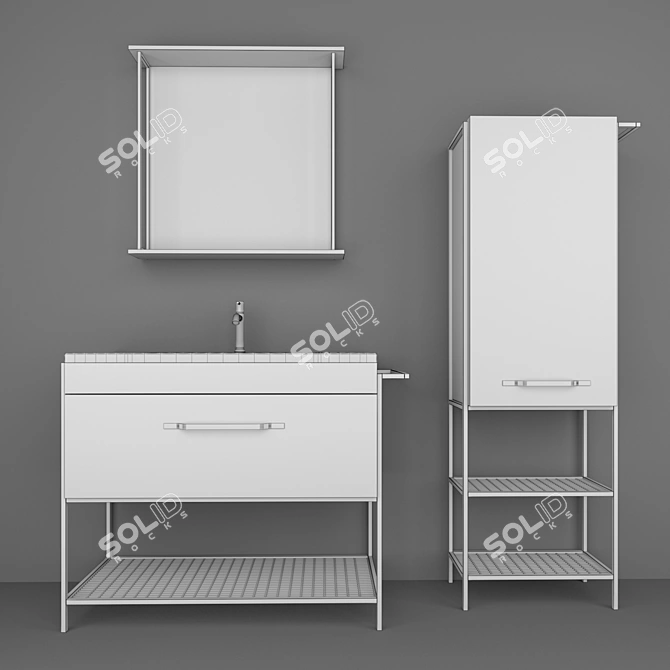 Sanflor Brooklyn Bathroom Furniture 3D model image 3