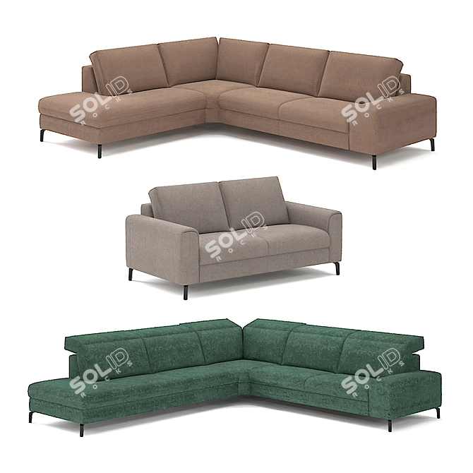 Belgian Fontane Sofa: Customizable and Comfortable with Innovative Features 3D model image 2