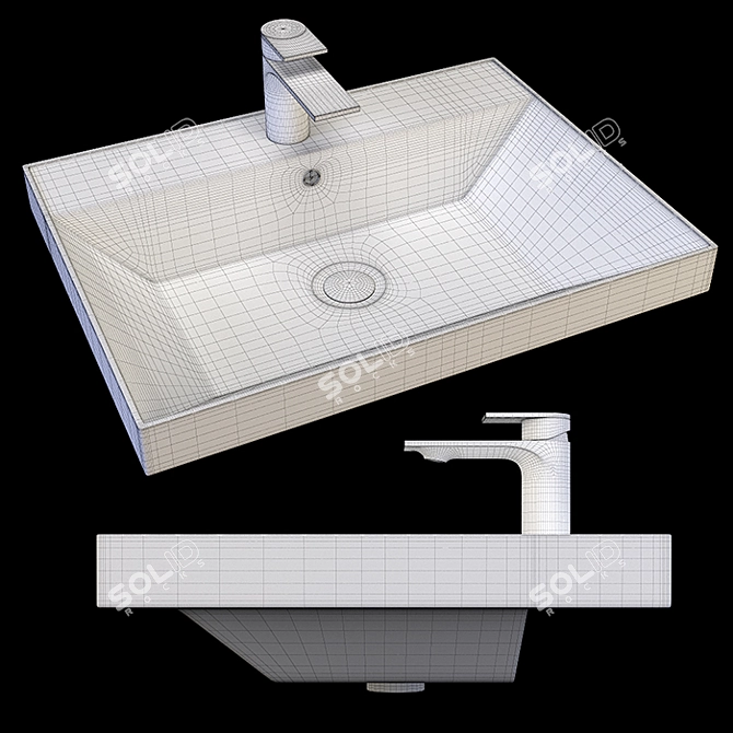 Andrea Classic Sink: Versatile Sizes & Elegant Design 3D model image 3