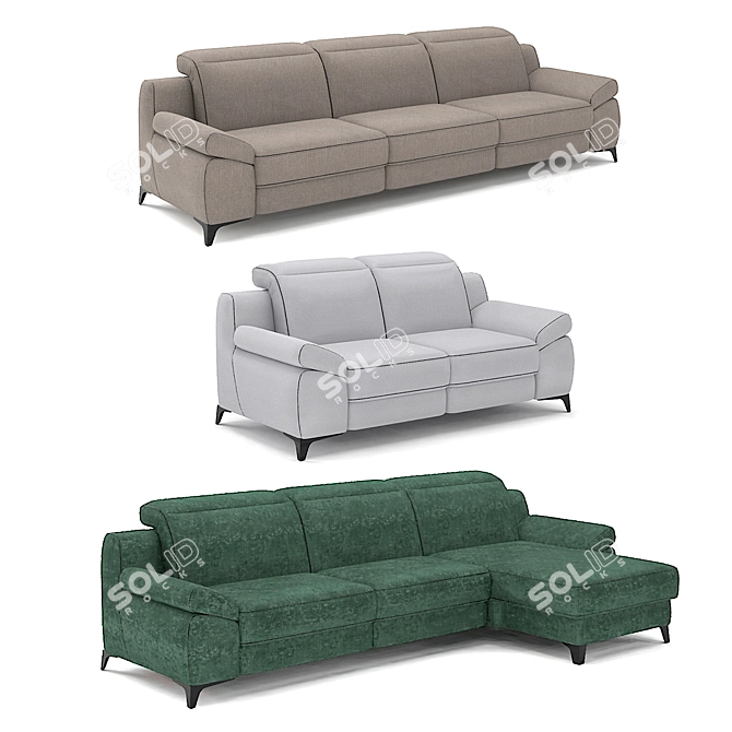 Levana Belgian Sofa: Modern, Customizable, Comfortable 3D model image 1