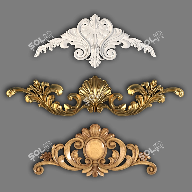 Elegant Carved Ornaments 3D model image 1