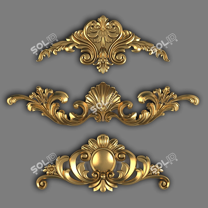 Elegant Carved Ornaments 3D model image 2