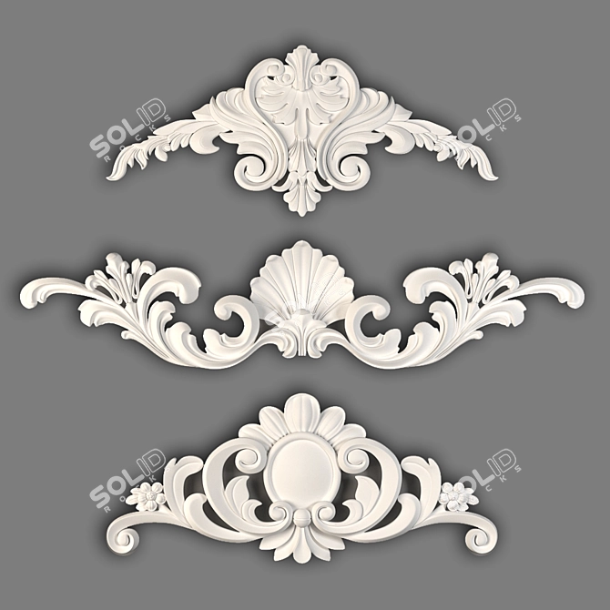 Elegant Carved Ornaments 3D model image 4