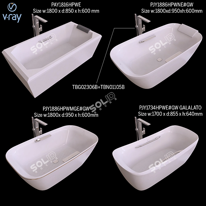 Luxurious TOTO Bathtubs for Ultimate Comfort 3D model image 1