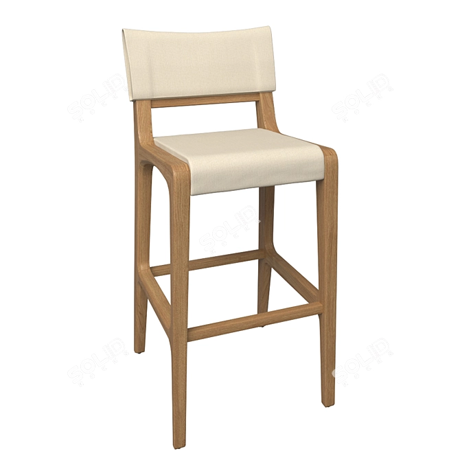 Sollos Anna Wood and Fabric Bar Stool 3D model image 1