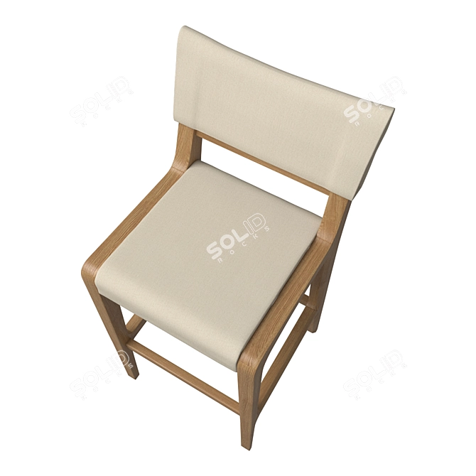 Sollos Anna Wood and Fabric Bar Stool 3D model image 4