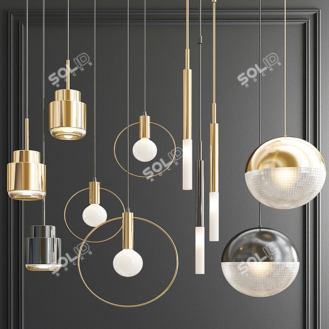 Modern Hanging Light Set of Four 3D model image 1