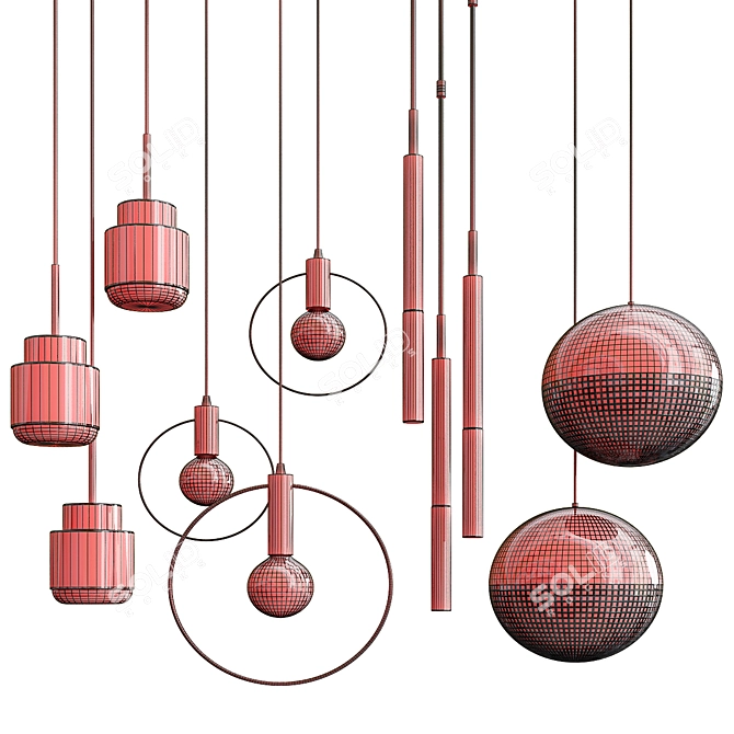 Modern Hanging Light Set of Four 3D model image 2
