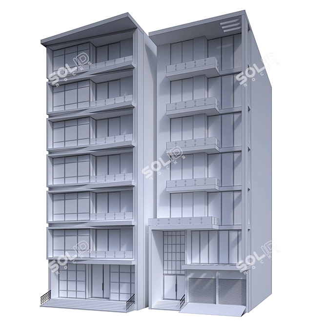 Modern Building 3D Model Kit 3D model image 4