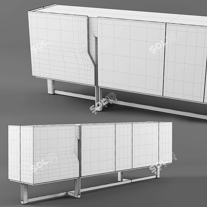 Modern Wood and Metal Sideboard 3D model image 5