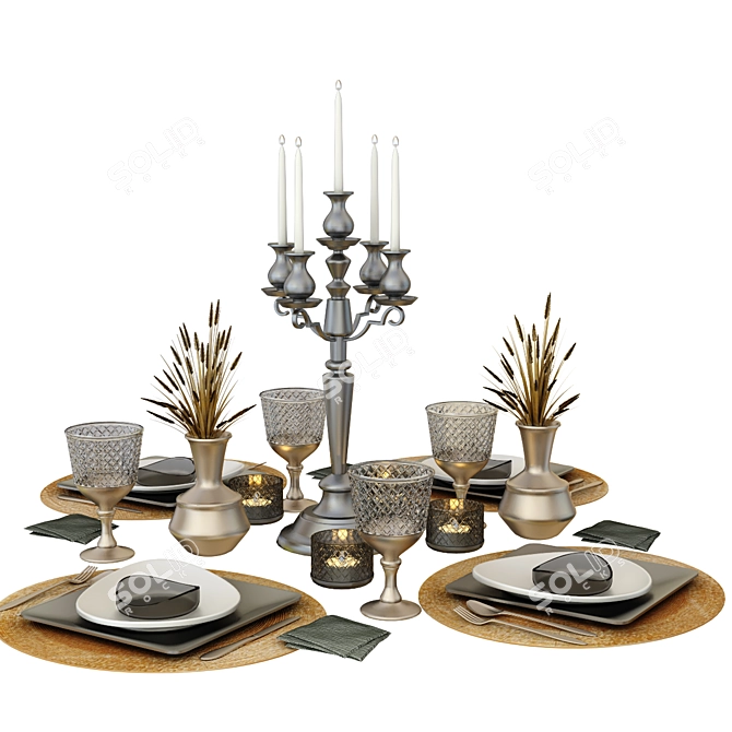 Elegant Dining Set: 391844 Poly & 318796 Verts 3D model image 1