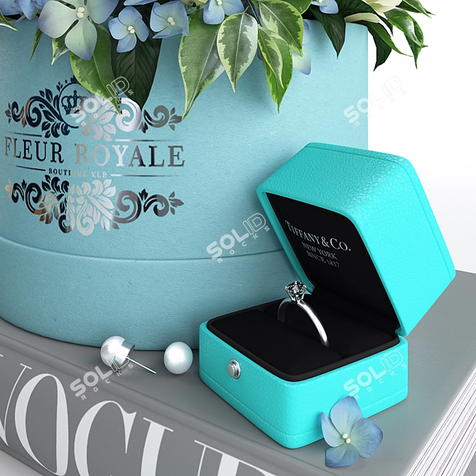Blue Luxury Set: Manolo Pumps, Tiffany Ring, Vogue Book 3D model image 2