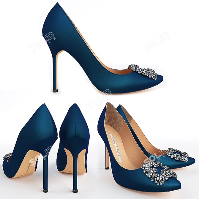 Blue Luxury Set: Manolo Pumps, Tiffany Ring, Vogue Book 3D model image 4