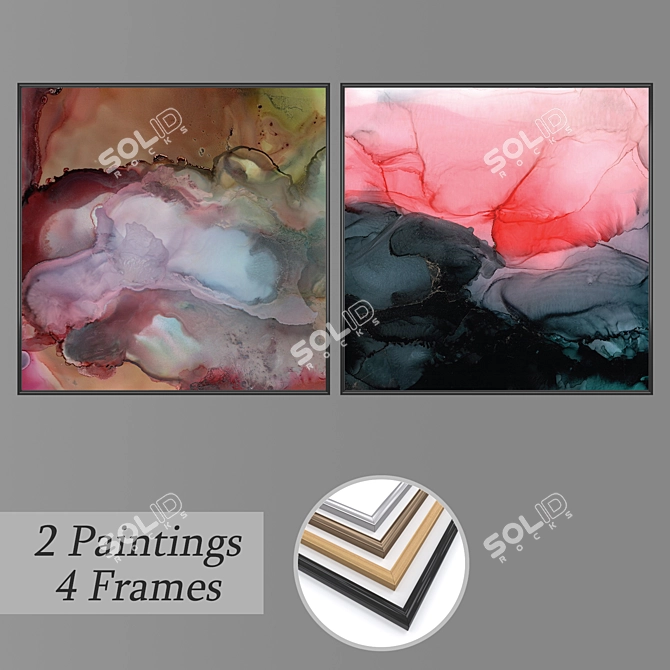 Modern Wall Painting Set 1040 3D model image 1