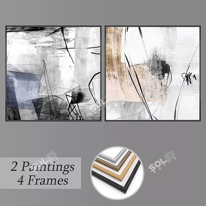 Title: Contemporary Wall Paintings Set 3D model image 1