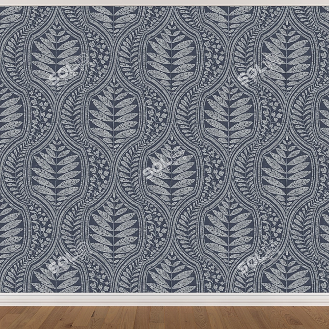 Seamless Wallpaper Set in 3 Colors 3D model image 2