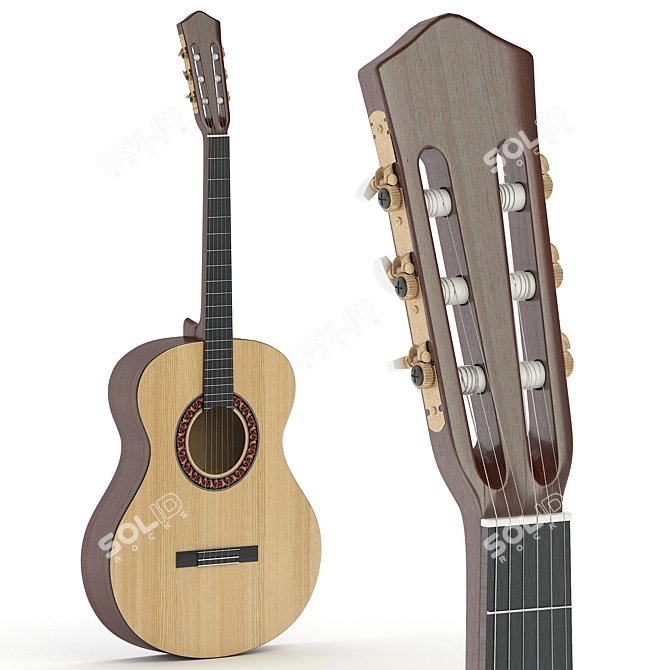 Elegant Classical Guitar: Precision Crafted 3D model image 1