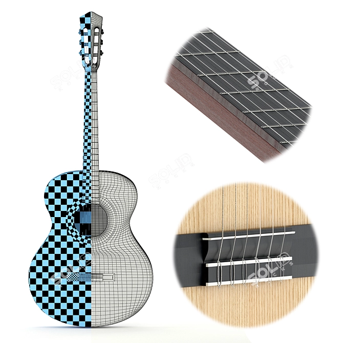 Elegant Classical Guitar: Precision Crafted 3D model image 3