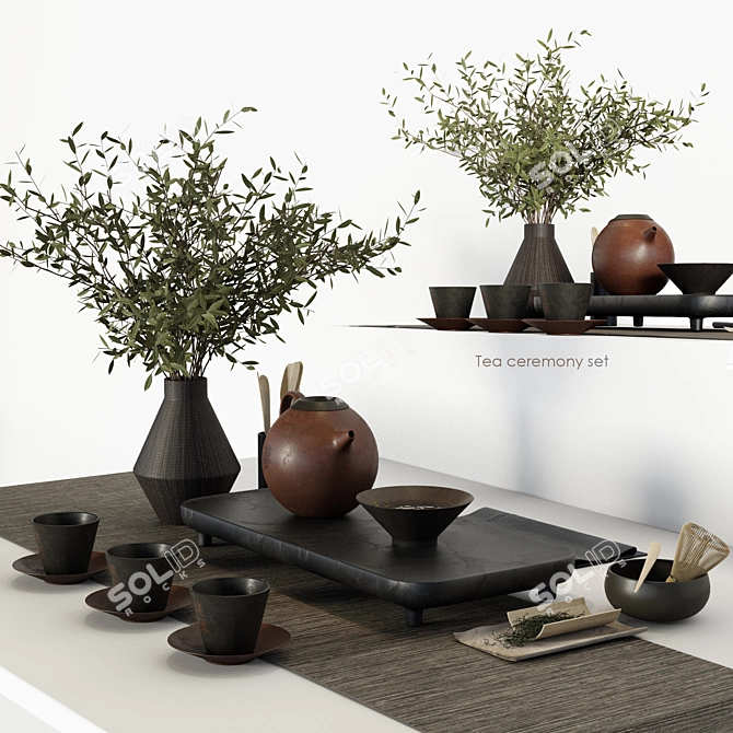 Elegant Tea Ceremony Set 3D model image 1