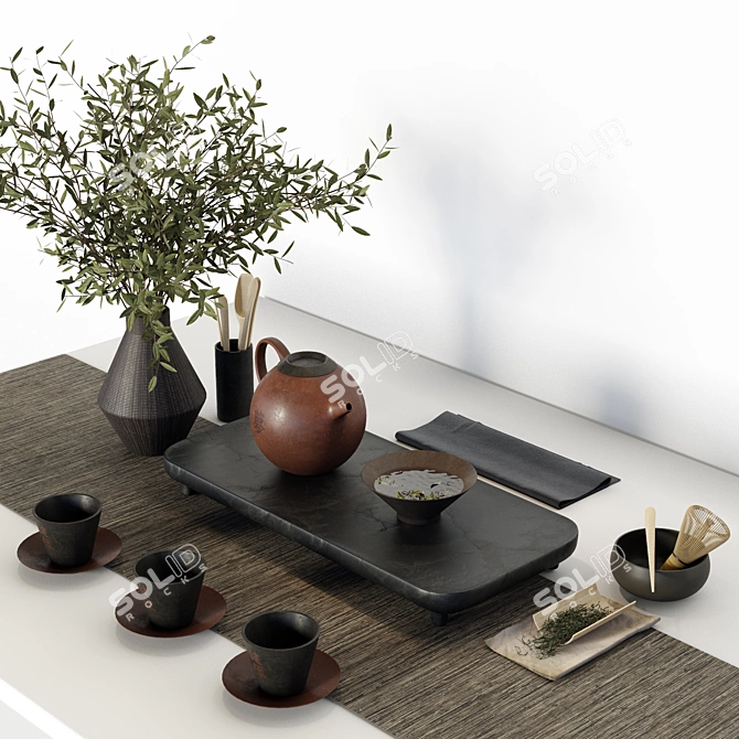 Elegant Tea Ceremony Set 3D model image 2