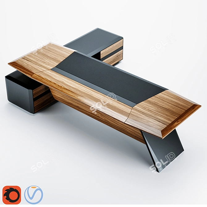 Elegant Aulenti Executive Desk 3D model image 1