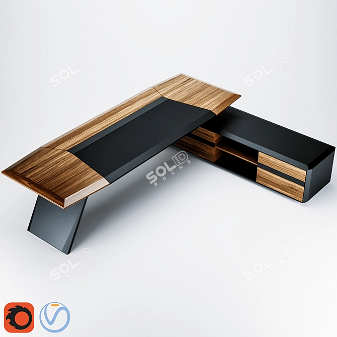 Elegant Aulenti Executive Desk 3D model image 2