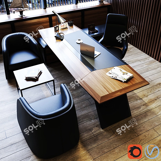 Elegant Aulenti Executive Desk 3D model image 5