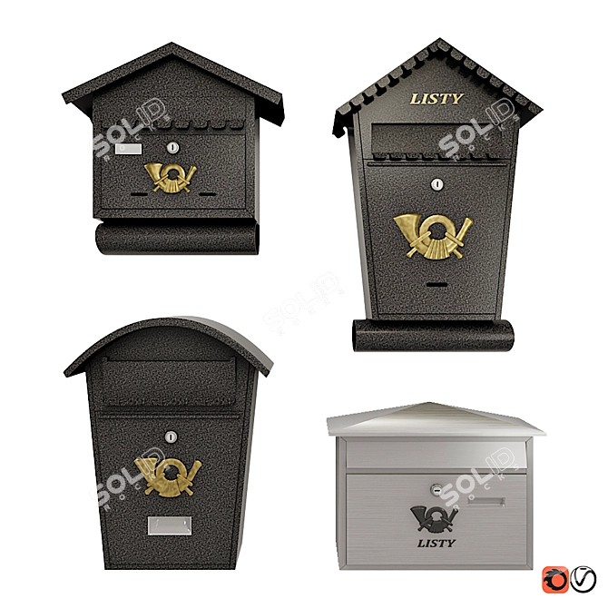 Decorative Wall Mailbox Set 3D model image 1