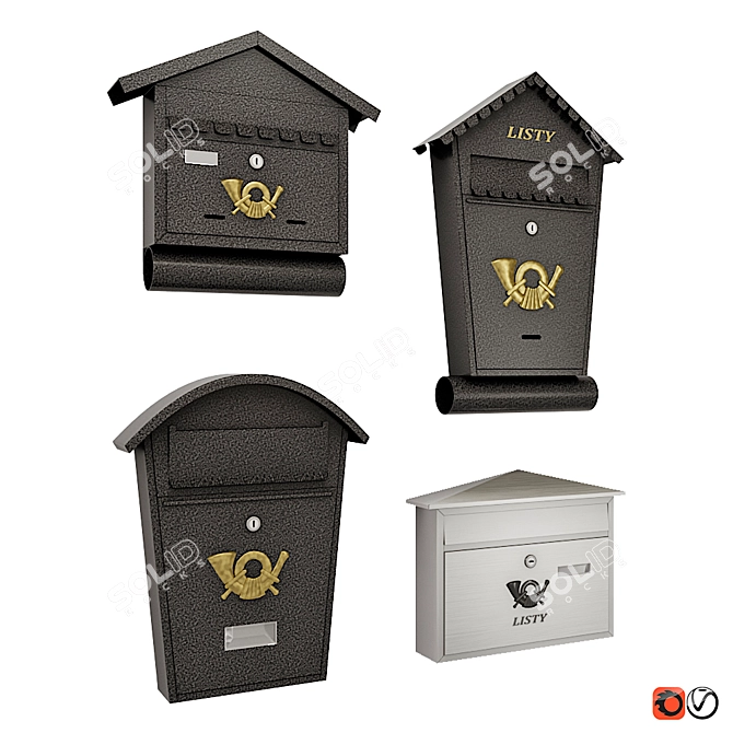 Decorative Wall Mailbox Set 3D model image 2