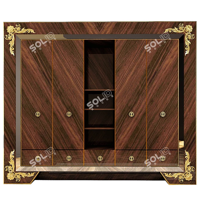 Classic Elegance Wood Wardrobe 3D model image 1