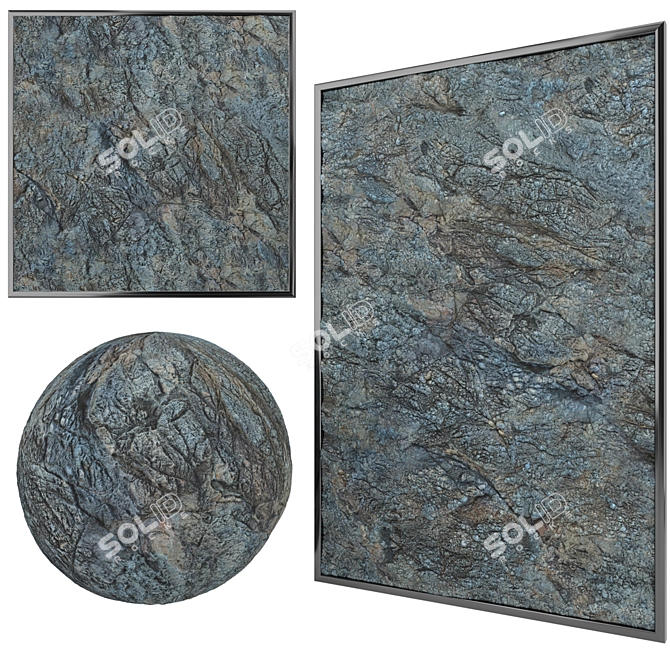 Rock Cliff Stone Wall (Gray-Blue) 6K Textures 3D model image 1