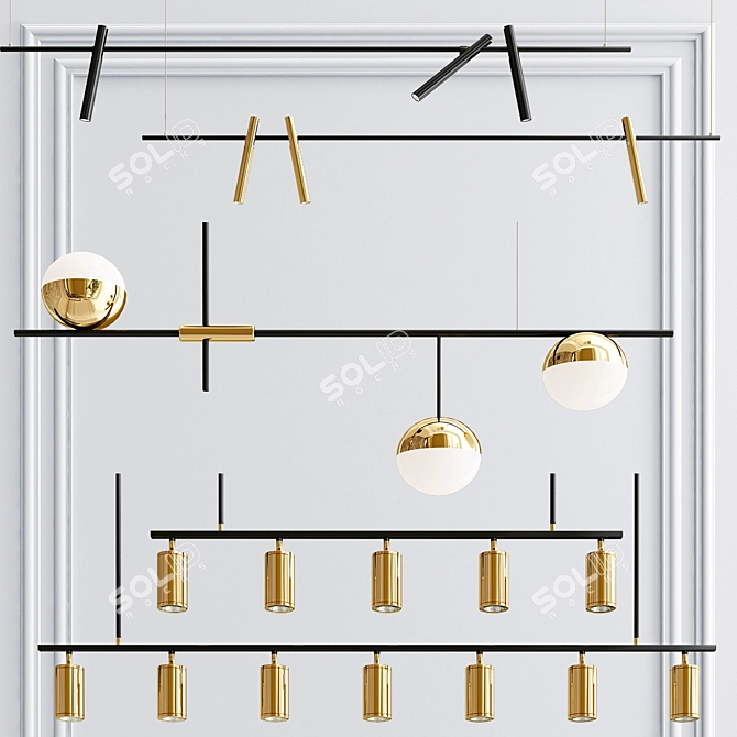 Modern Linear Pendant Lights 3D model image 1