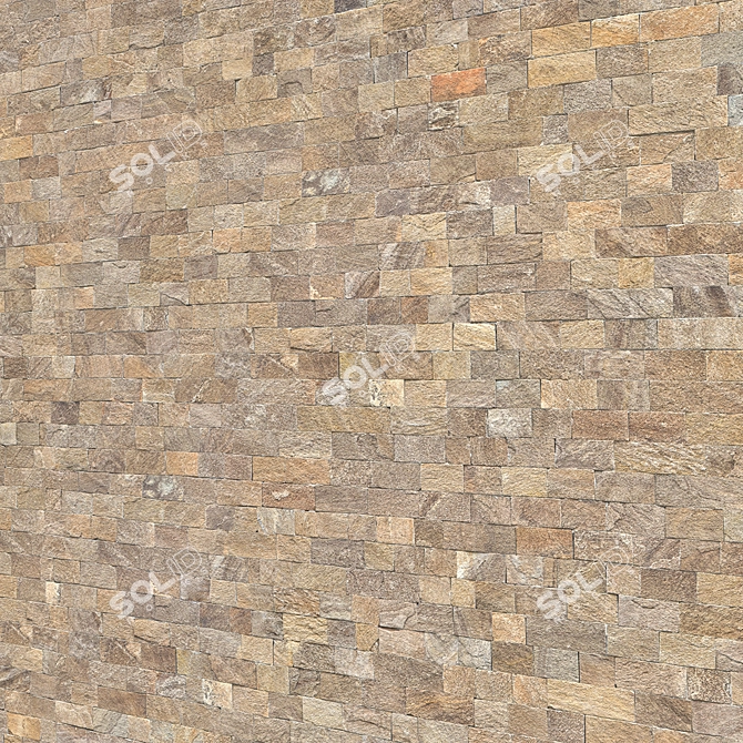 Travertine Brick Mosaic: High-Res Indoor/Outdoor Wall Tiles 3D model image 1