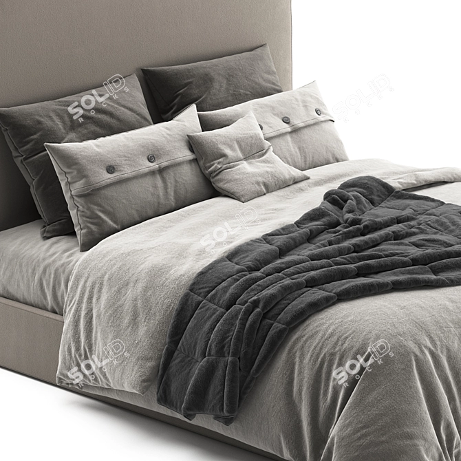 Luxurious Belgian Slope Bed: Perfect Blend of Style and Comfort 3D model image 3