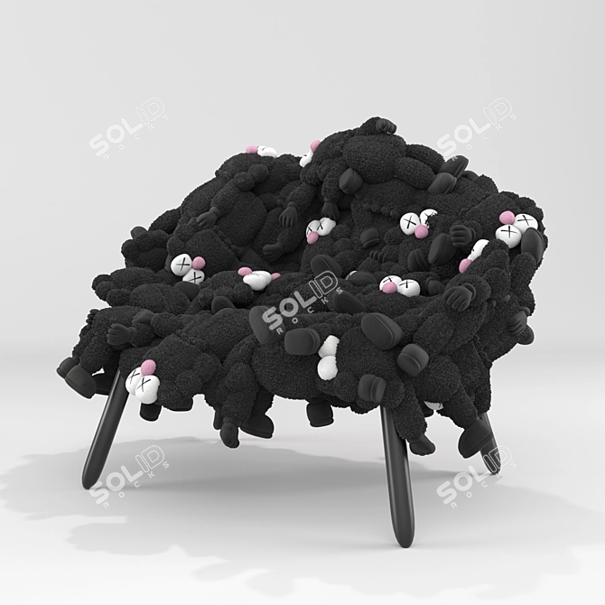 Plush Toy Sculpture Chair by KAWS & Estudio Campana 3D model image 1