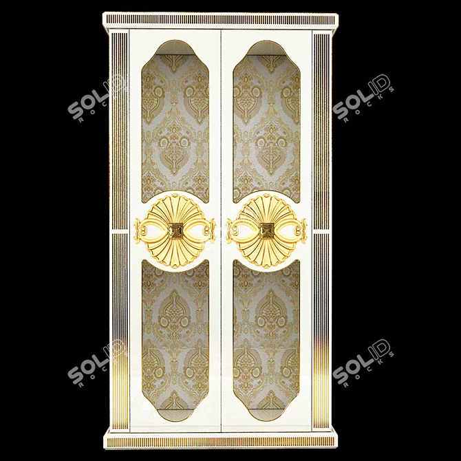 Golden White Vintage Showcase 3D model image 1