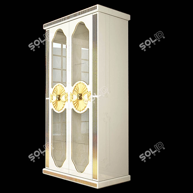 Golden White Vintage Showcase 3D model image 2