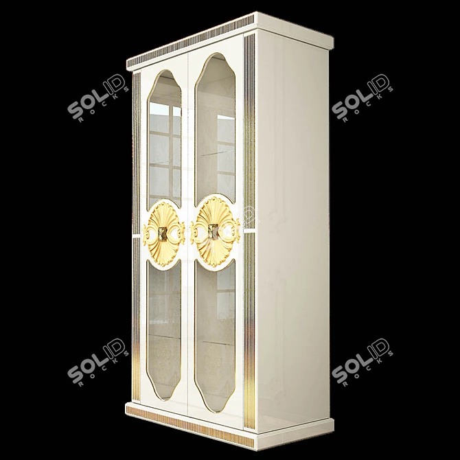 Golden White Vintage Showcase 3D model image 6