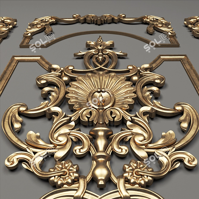 Exquisite Gold Trio: Luxury Ornament 3D model image 2