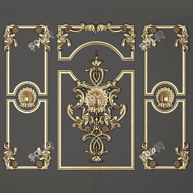 Exquisite Gold Trio: Luxury Ornament 3D model image 3