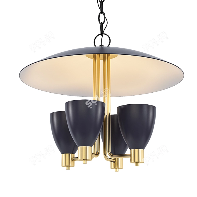 Midcentury Modern Black Chandelier 3D model image 1