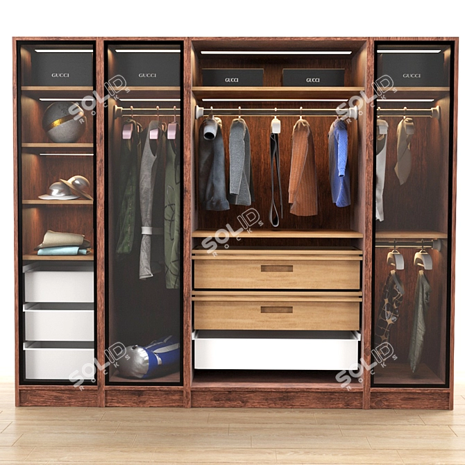 Modern Wardrobe Set 3D model image 1