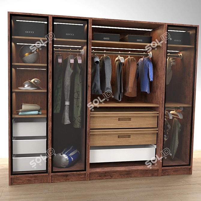 Modern Wardrobe Set 3D model image 2