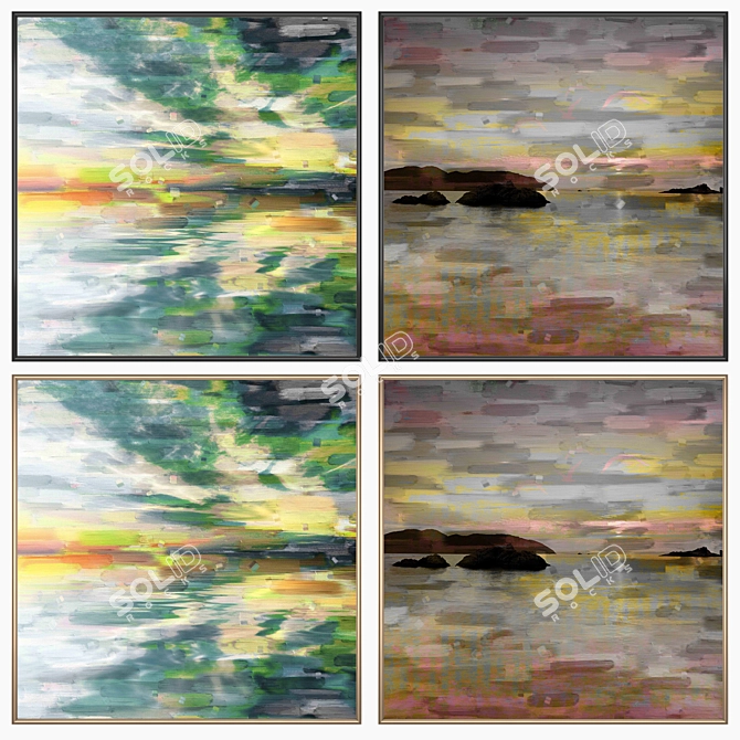 Artful Set: 2 Paintings with 4 Frames 3D model image 2