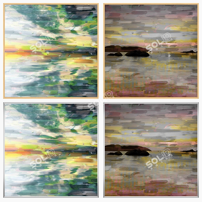 Artful Set: 2 Paintings with 4 Frames 3D model image 3