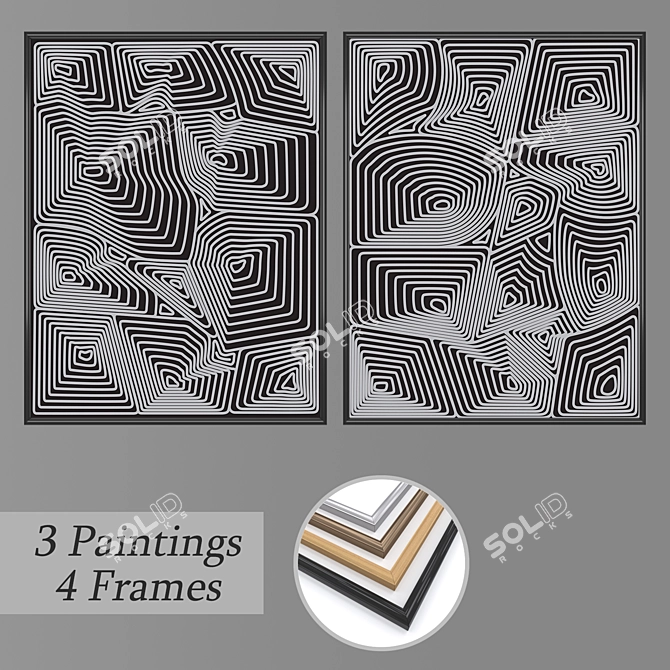 Abstract Wall Art Set 1051 3D model image 1